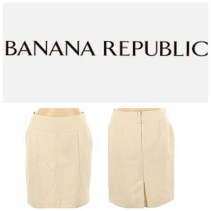 Banana Republic Khaki Stretch Cotton Pencil Skirt